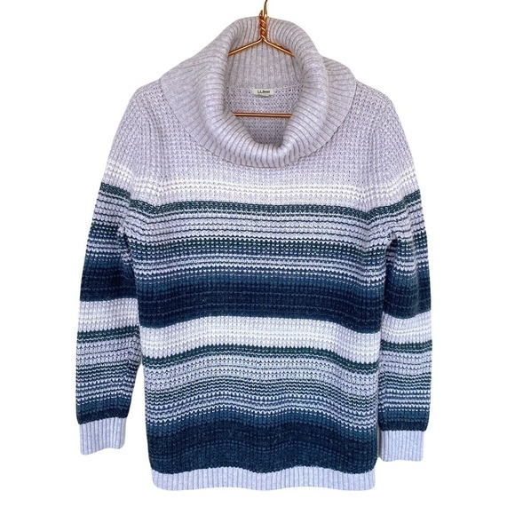 L.L. BEAN Merino Wool blend knitted waffle Cowl Neck sweater Womens size XL - Picture 8 of 8